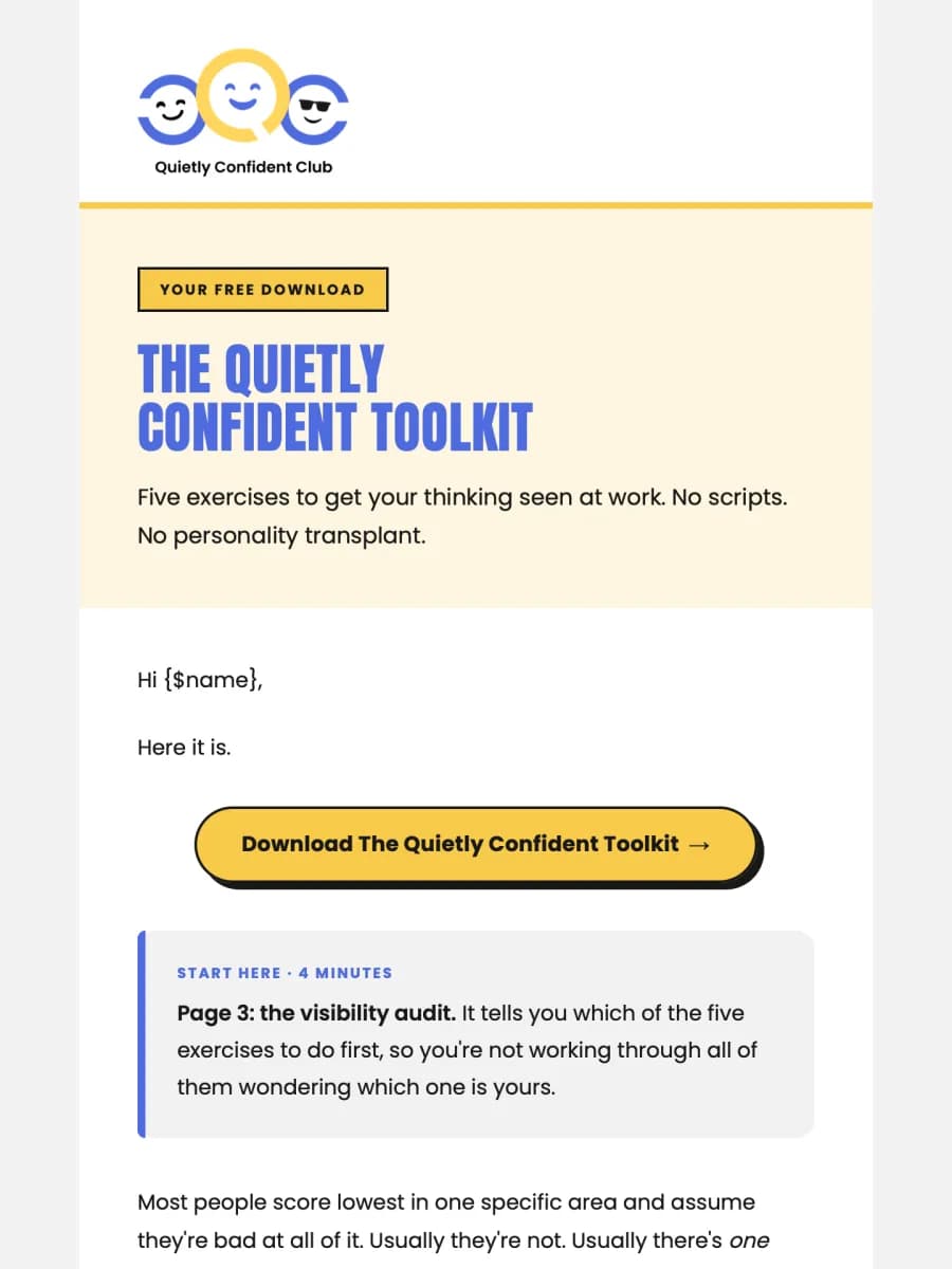 Email 1, the delivery designed for Parveen