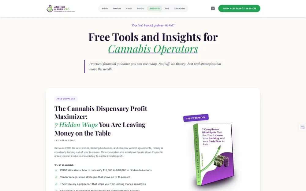 Anchor Aura CFO, opt-in page designed for Anchor Aura